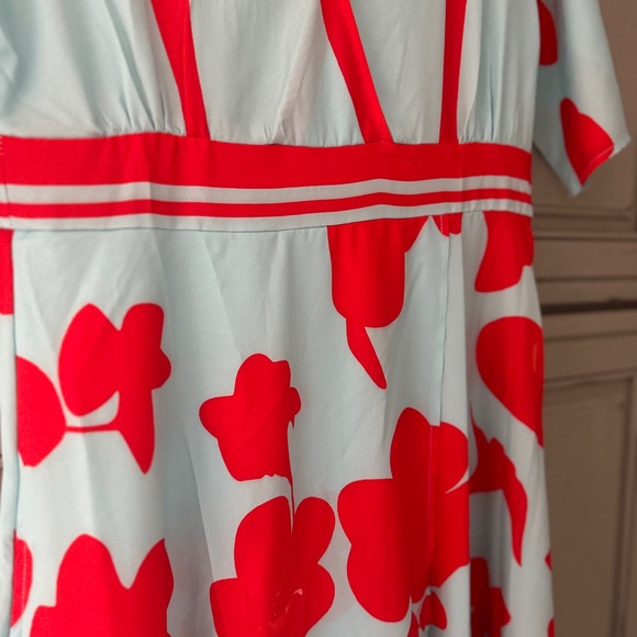 Short Sleeve Blue and Red Floral Maxi Dress - Picture 6 of 6